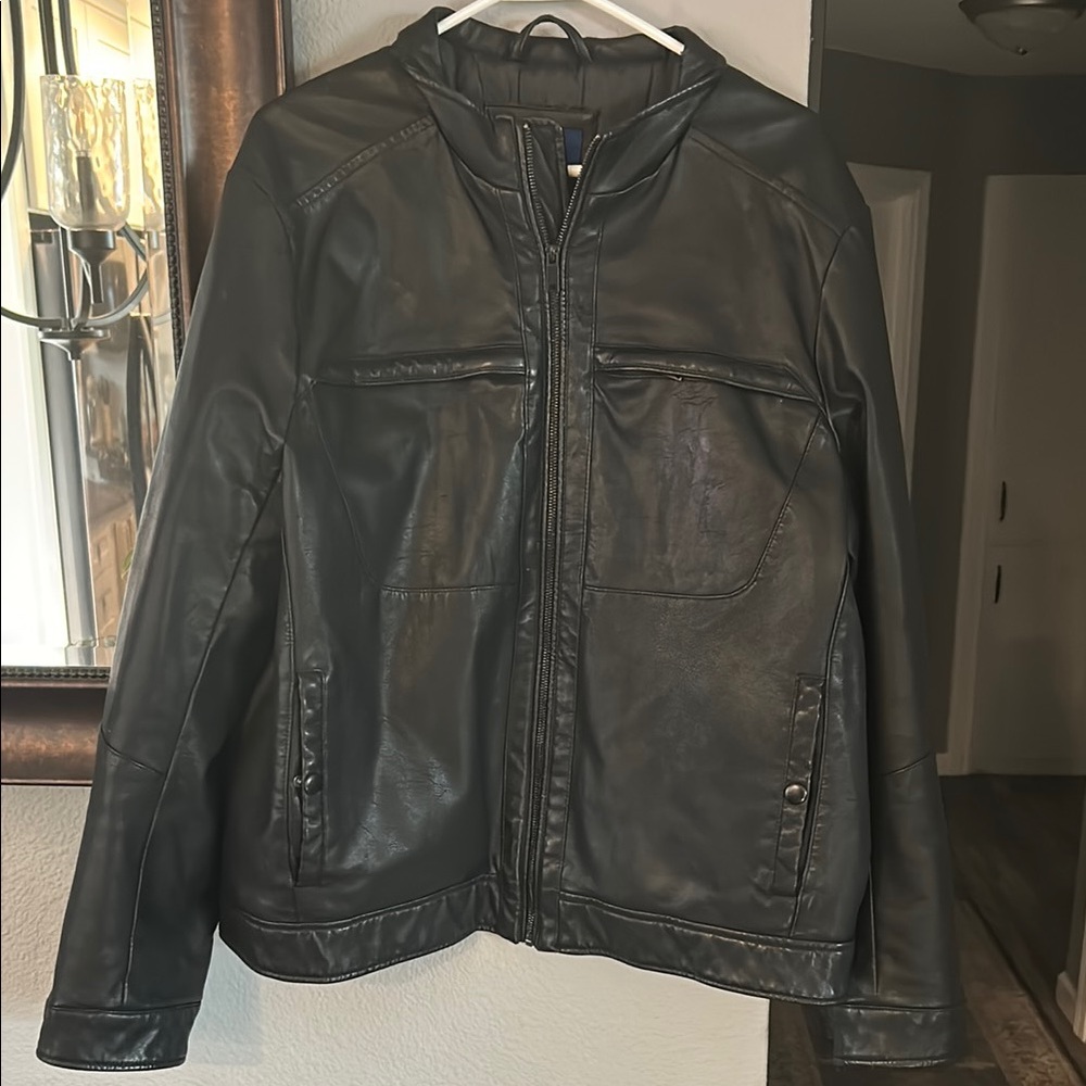 Apt. 9 Black Bomber Jacket Distressed Leather